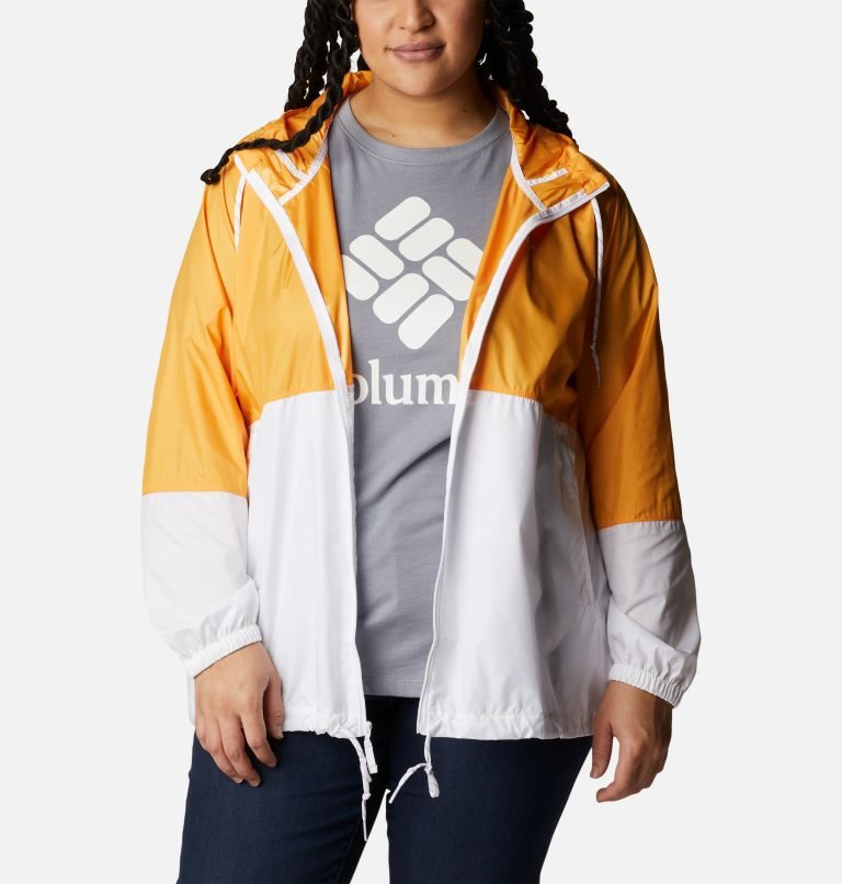 Women's Columbia Flash Forward Windbreaker Jackets Mango / White | Plus Size CA-N1463